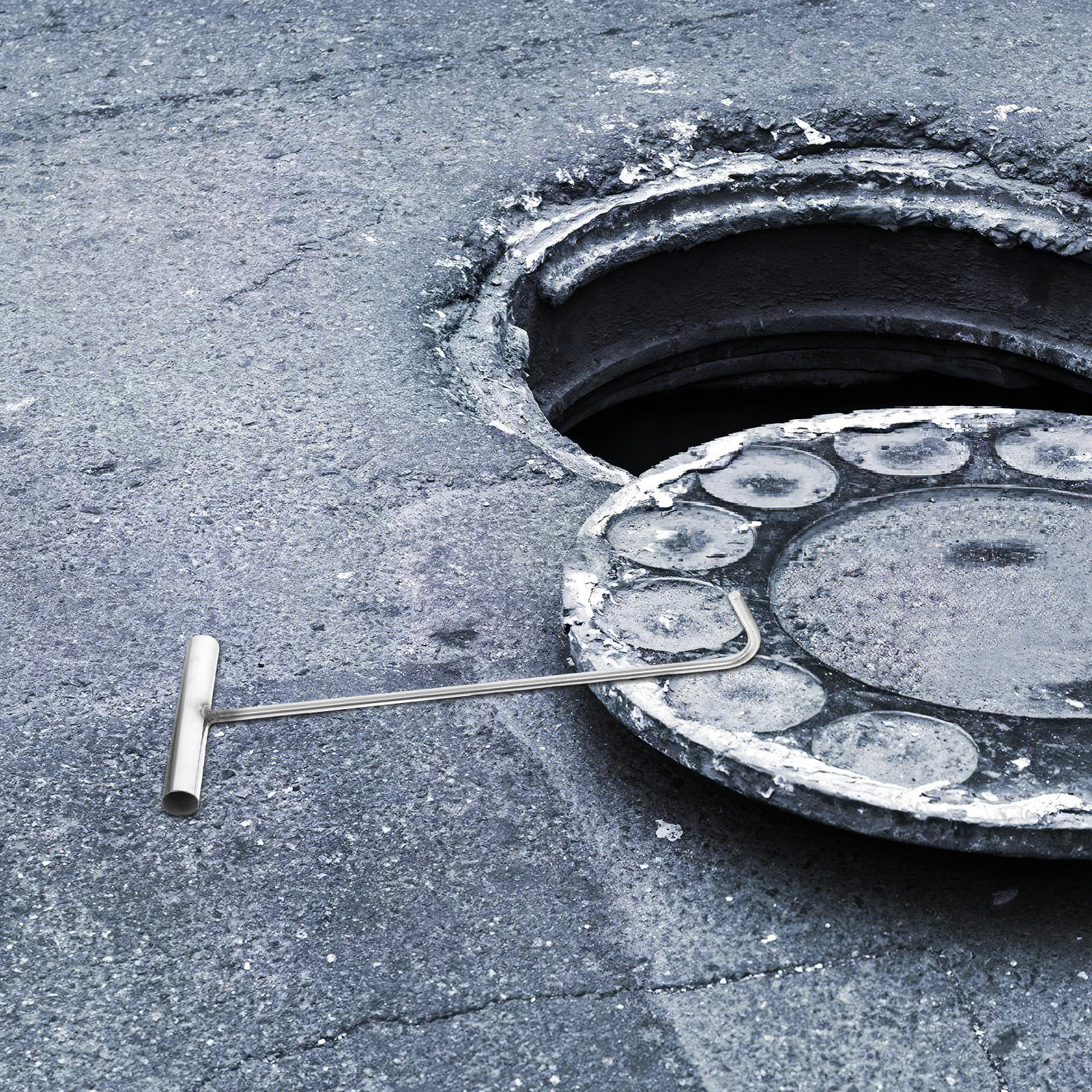 Manhole Cover Lifting - Heavy Duty T-Shape Stainless Steel Handheld