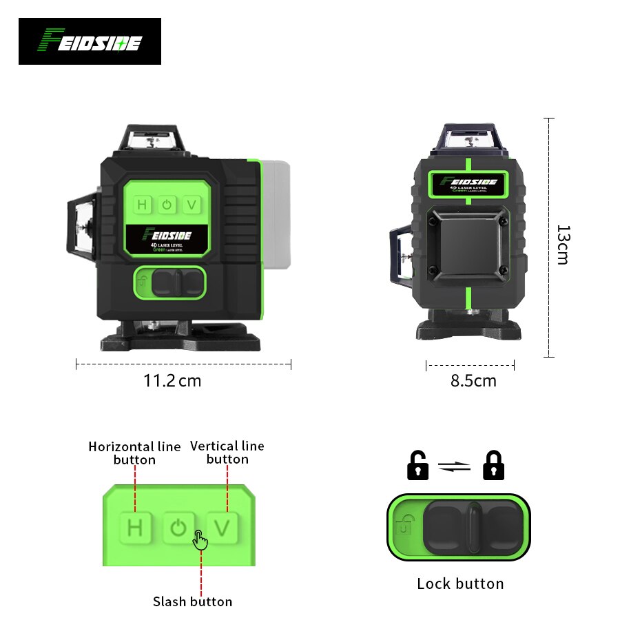 FEIDSIDE 16/12Line Green Laser - огляд і ціна Laser Level Rotary